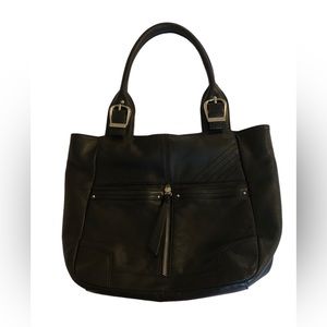 B. Makowsky Black Leather Shoulder Bag